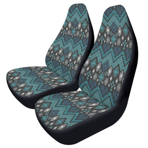 Blue Teal Ethnic Car Seat Covers Set of 2