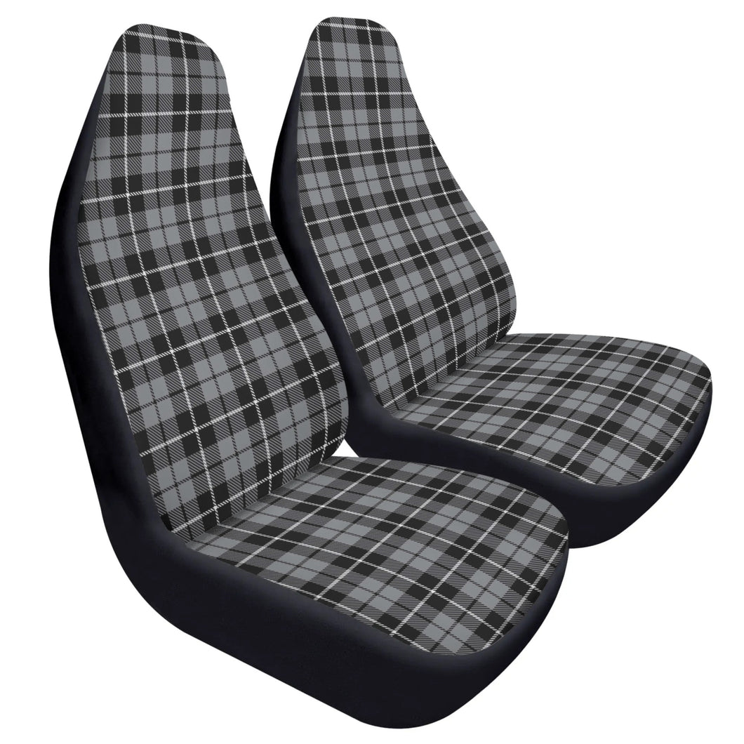 Gray Plaid Car Seat Covers (2 Pcs) Tartan Design