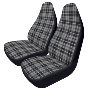 Gray Plaid Car Seat Covers (2 Pcs) Tartan Design