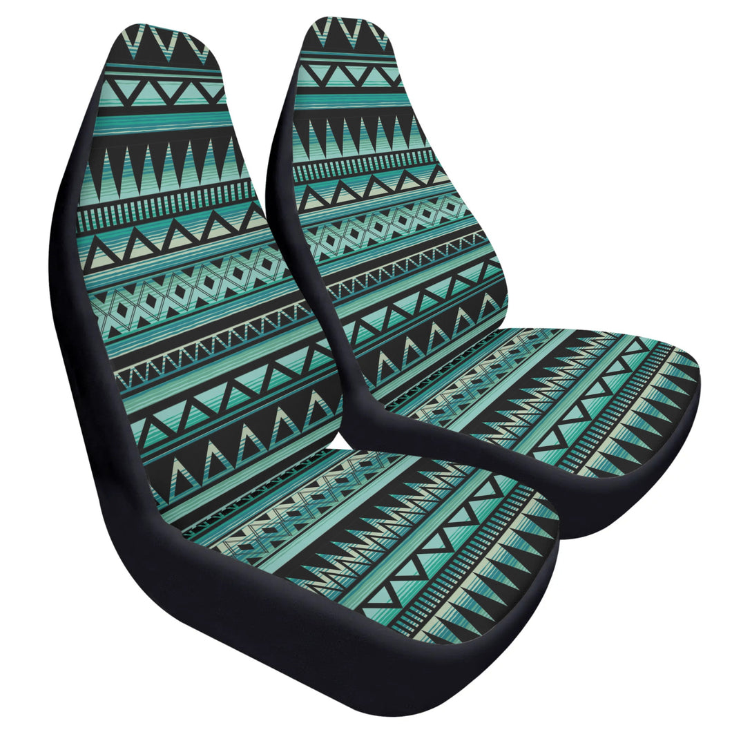 Teal Ethnic Abstract Front Car Seat Covers