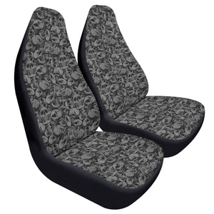 Skull Gray Black Car Seat Covers (2 Pcs)