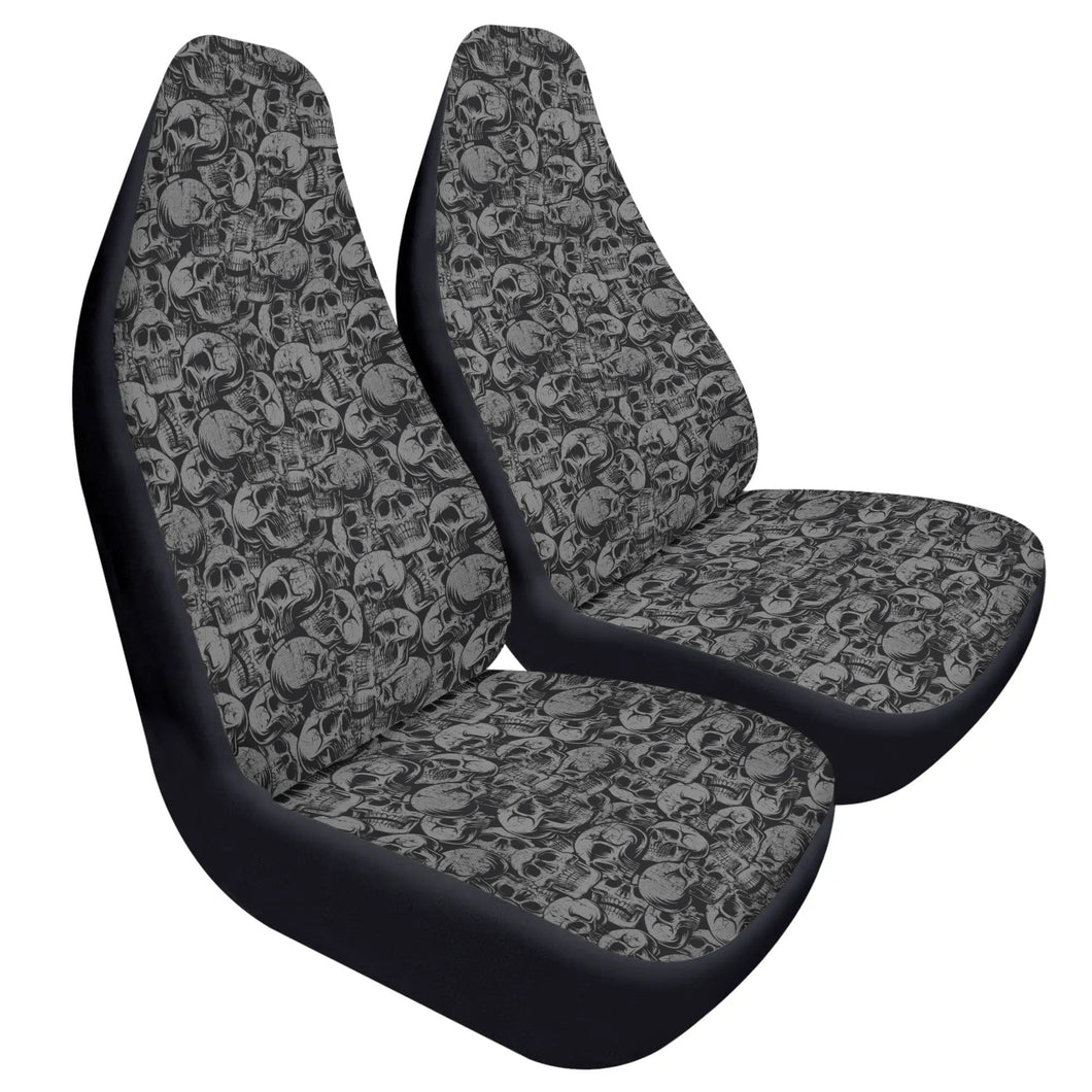 Skull Gray Black Car Seat Covers (2 Pcs)