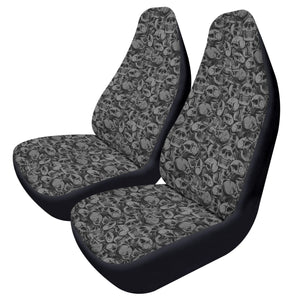 Skull Gray Black Car Seat Covers (2 Pcs)