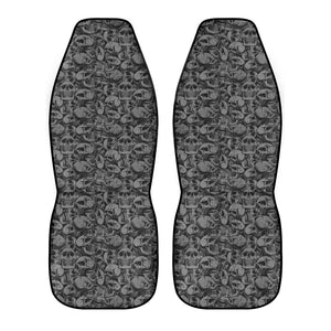 Skull Gray Black Car Seat Covers (2 Pcs)