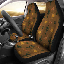Load image into Gallery viewer, Snakes and Catus Desert Theme Car Seat Covers on Earthy Colored Background
