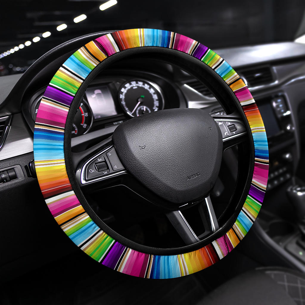 Bright Colored Serape Steering Wheel Cover