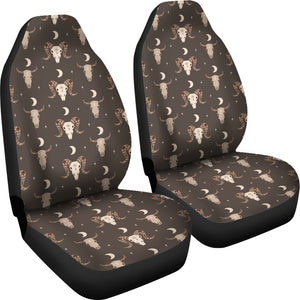 Cow Skulls Car Seat Covers Set on Brown Background