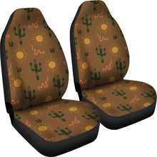 Load image into Gallery viewer, Snakes and Catus Desert Theme Car Seat Covers on Earthy Colored Background
