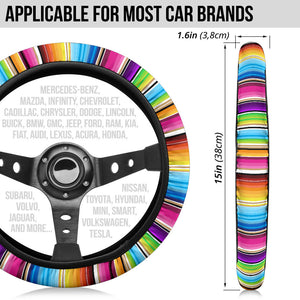 Bright Colored Serape Steering Wheel Cover