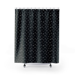 Black and White Norse Rune Pattern Shower Curtain