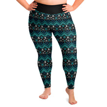 Load image into Gallery viewer, Teal Blue Ethnic Pattern Plus Size Leggings 2x-6x Squatproof
