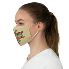 Load image into Gallery viewer, Southwestern Aztec Element With Colorful Stripes Pattern Printed on Faux Tan Suede Fabric Face Mask Southwestern Ethnic
