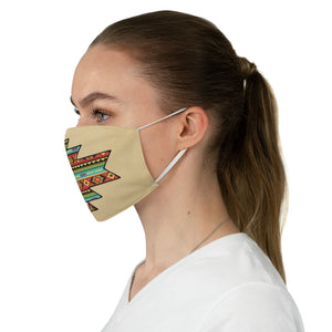 Southwestern Aztec Element With Colorful Stripes Pattern Printed on Faux Tan Suede Fabric Face Mask Southwestern Ethnic