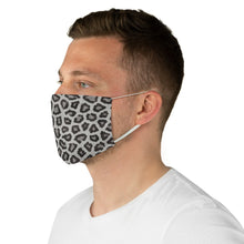 Load image into Gallery viewer, Snow Leopard Fabric Face Mask Printed Cloth Animal Print Gray and Black
