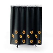 Load image into Gallery viewer, Black Shower Curtain With Rustic Sunflowers
