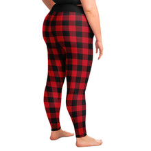 Load image into Gallery viewer, Red and Black Buffalo Plaid Plus Size Leggings 2X-6X Squat Proof
