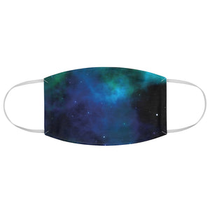 Blue Galaxy Printed Cloth Fabric Face Mask Colorful Teal and Black Outer Space