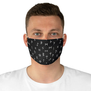 Black With White Runes Fabric Face Mask Printed Cloth