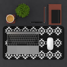 Load image into Gallery viewer, Black and White Desk Mat With Tribal Design Large Size
