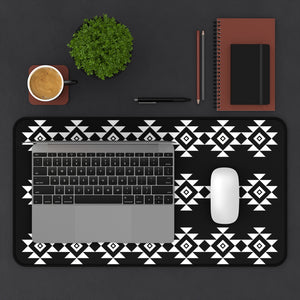 Black and White Desk Mat With Tribal Design Large Size