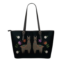 Load image into Gallery viewer, Llama Vegan Leather Tote Bags Chalky Boho Desert Style Design With Flowers
