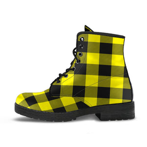 Yellow and Black Buffalo Plaid Boots