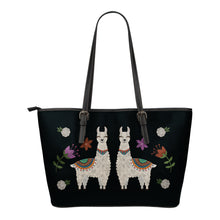 Load image into Gallery viewer, Llama Vegan Leather Tote Bags Chalky Boho Desert Style Design With Flowers
