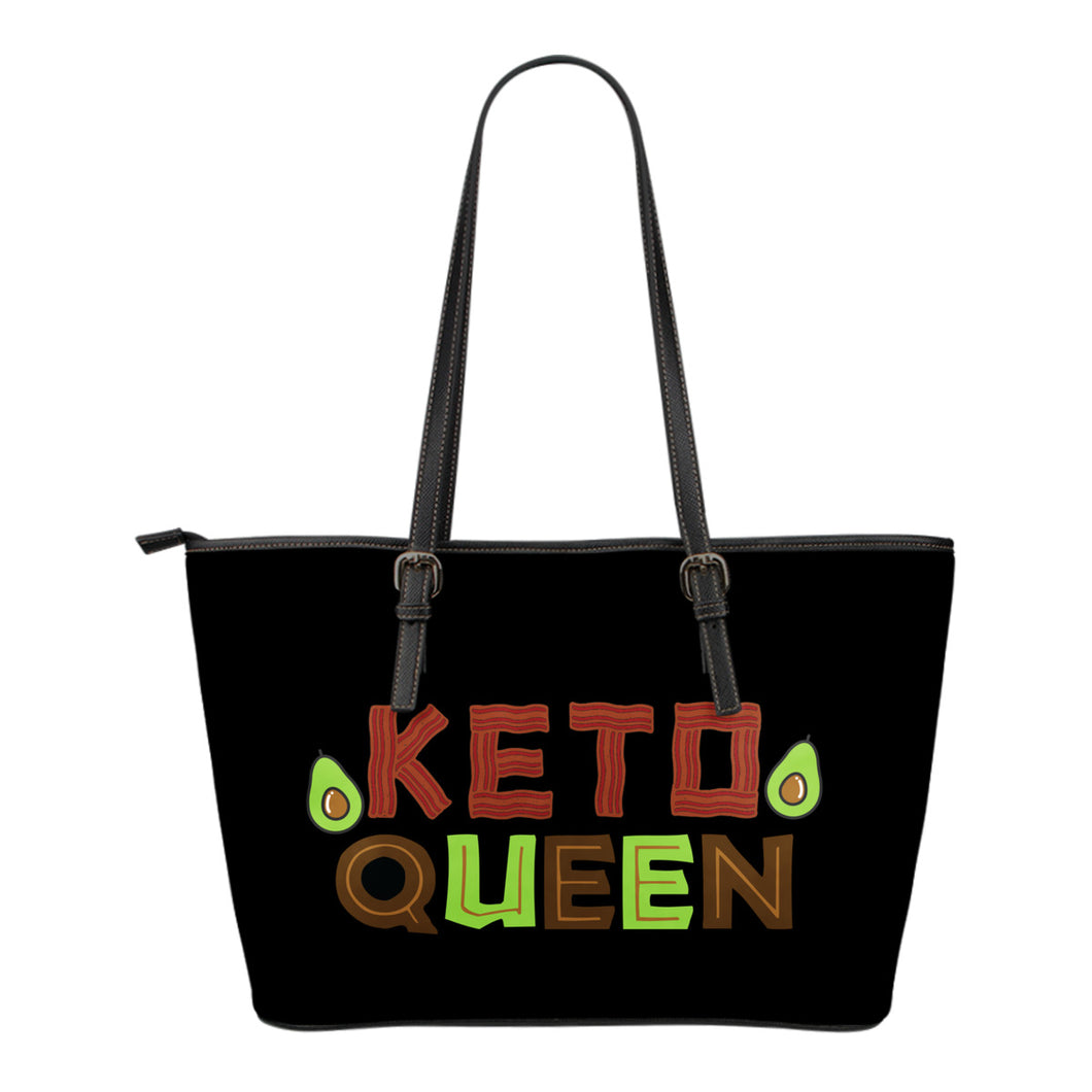 Keto Queen Bacon and Avocado Design on Black Tote Bag