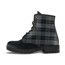 Load image into Gallery viewer, Gray and Black Plaid Vegan Leather Color Block Boots
