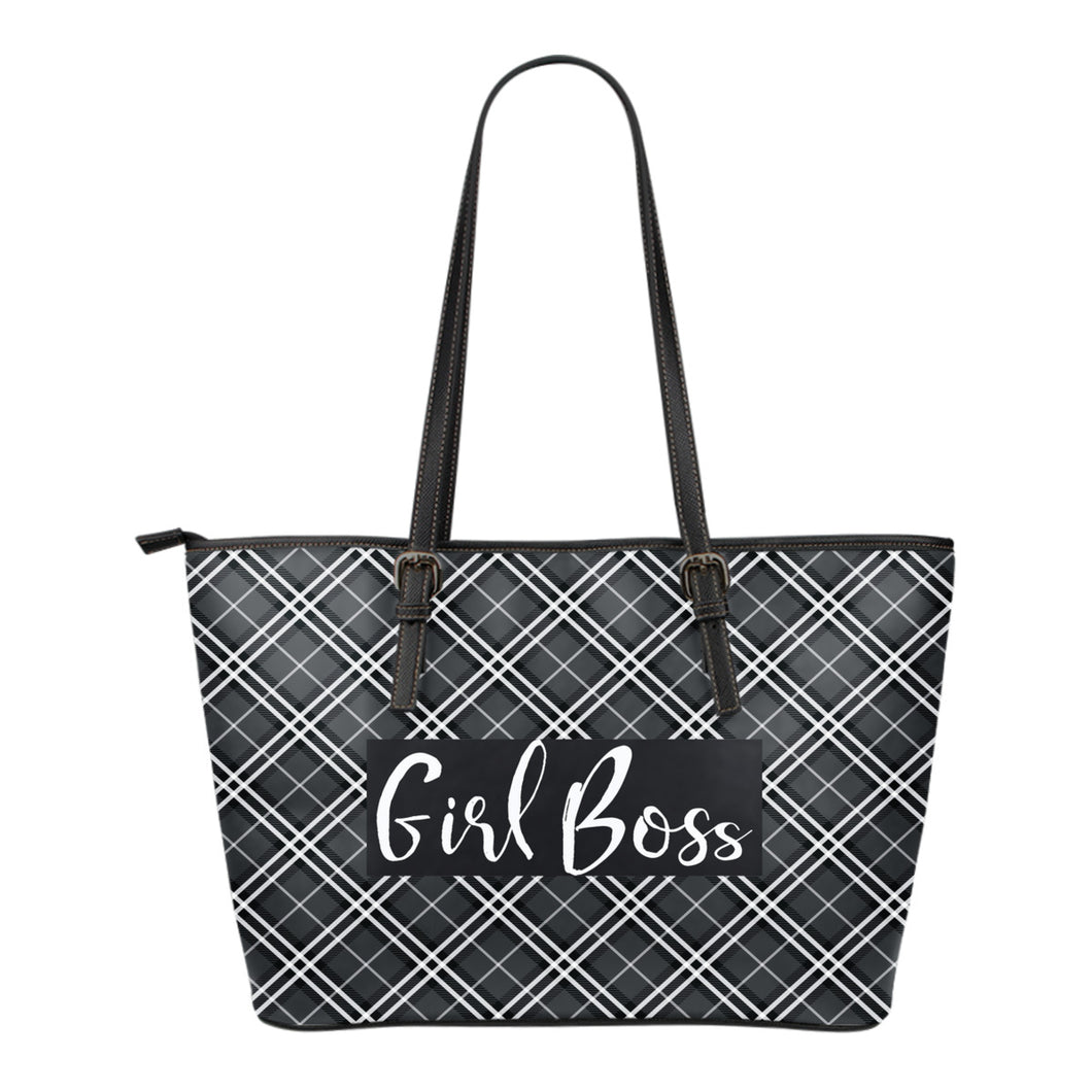 Girl Boss Plaid Tote Bags