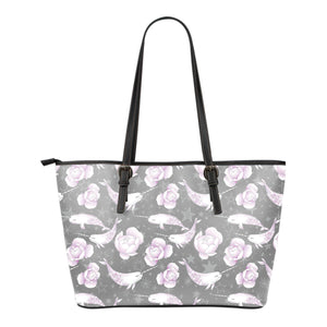 Narwhal Tote Bag Gray With Pink Roses
