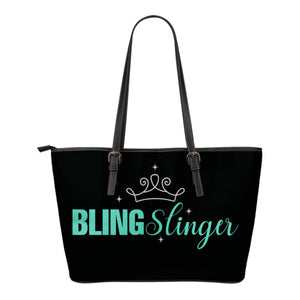 Bling Slinger Tote Bag Black and Teal