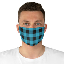 Load image into Gallery viewer, Turquoise Blue and Black Buffalo Plaid Printed Cloth Fabric Face Mask Country Buffalo Check Farmhouse Pattern
