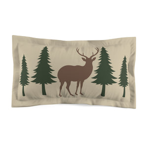 King Tan With Deer and Pine Trees Microfiber Pillow Sham