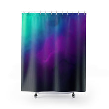 Load image into Gallery viewer, Vibrant Teal, Purple and Black Ombre Watercolor Shower Curtain

