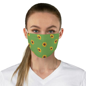 Green With Sunflower Pattern Printed Cloth Fabric Face Mask Farmhouse Country
