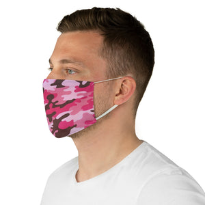 Hot Pink, Pink and Brown Camo Printed Cloth Fabric Face Mask Colorful Camouflage Army Military