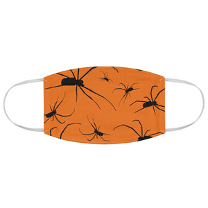 Orange With Spider Pattern Fabric Face Mask Printed Cloth Halloween Spiders Spooky