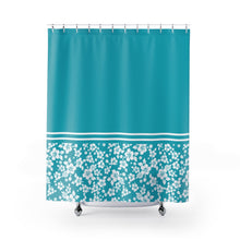 Load image into Gallery viewer, Turquoise Hibiscus Hawaiian Flower Pattern Shower Curtain
