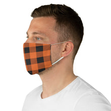 Load image into Gallery viewer, Orange and Black Buffalo Plaid Printed Cloth Fabric Face Mask Country Buffalo Check Farmhouse Pattern
