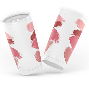 White With Lipstick Smudges and Smears Makeup Design Insulated Travel Coffee Mug Water Cup Stainless Steel