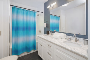 Blue Tie Dye Style Shower Curtain