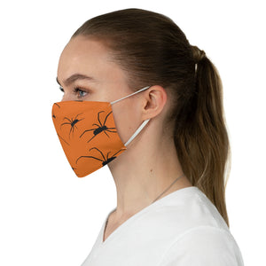 Orange With Spider Pattern Fabric Face Mask Printed Cloth Halloween Spiders Spooky