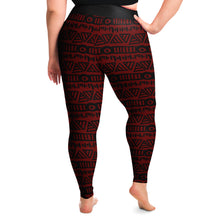Load image into Gallery viewer, Wine Red Ethnic Boho Tribal Pattern Plus Size Squat Proof Leggings Curvy Sizes 2X-6X
