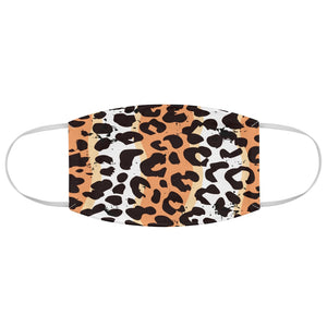 Leopard Print Orange, White and Black Fabric Fashion Face Mask Animal Print Safari Jungle Pattern