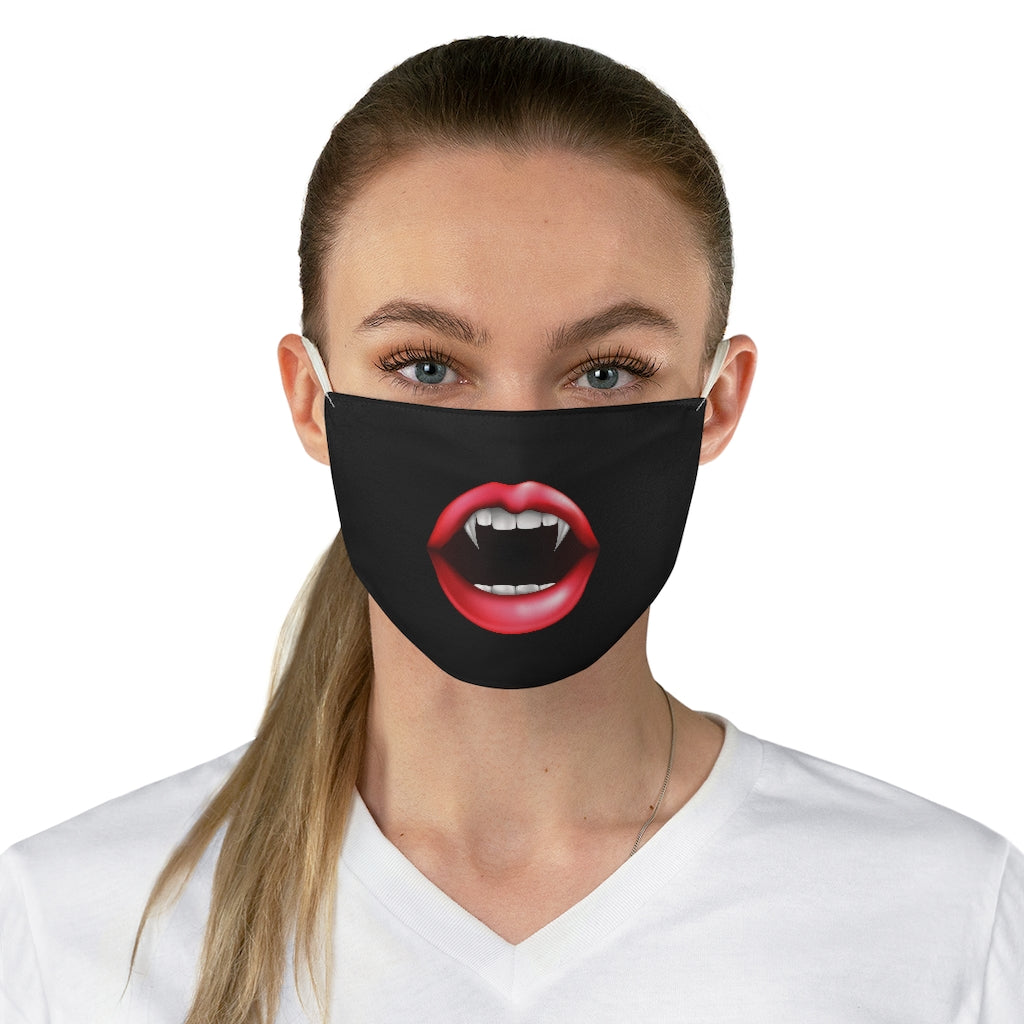 Vampire Mouth With Fangs Fabric Face Mask Printed Cloth Halloween Spooky Horror