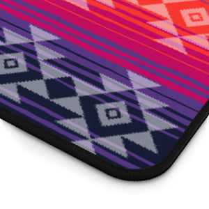 Serape Style Pink and Purple Desk Mat With Tribal Design Overlay Large