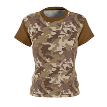 Load image into Gallery viewer, Camo Pattern Women&#39;s Tee Brown and Tan Desert Camouflage With Contrast Sleeves
