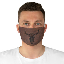 Load image into Gallery viewer, Southwestern Bull Cow Skull Design on Brown Faux Leather Printed Fabric Face Mask Boho
