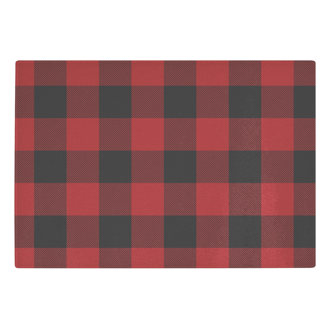 Red and Black Buffalo Plaid Tempered Glass Cutting Board